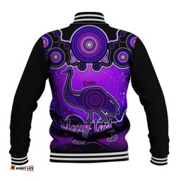 Personalised Australia Aquarius Emu Zodiac Baseball Jacket Auz Astrology Aboriginal - Purple