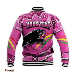 Custom Personalised Panthers Rugby Baseball Jacket Aboriginal Basic Style-Pink