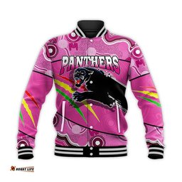 Custom Personalised Panthers Rugby Baseball Jacket Aboriginal Basic Style-Pink