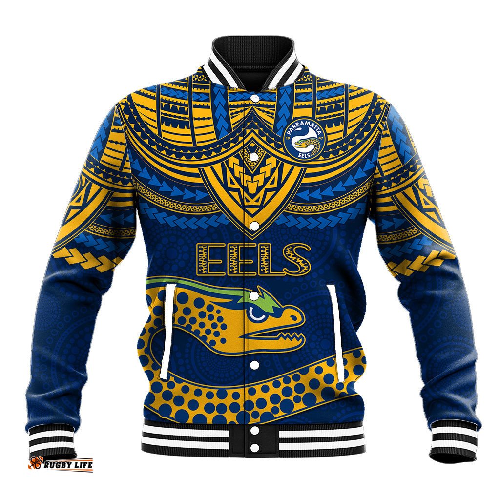 Eels Rugby Baseball Jacket Polynesian and Aboriginal Vibe