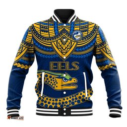 Eels Rugby Baseball Jacket Polynesian and Aboriginal Vibe