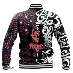 Vibe Hoodie Clothing - Anzac Day Kangaroo Aboriginal & Kiwi Maori Baseball Jacket