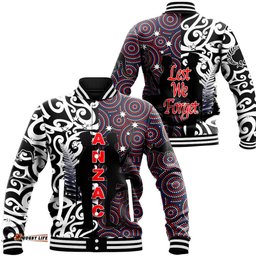 Vibe Hoodie Clothing - Anzac Day Kangaroo Aboriginal & Kiwi Maori Baseball Jacket