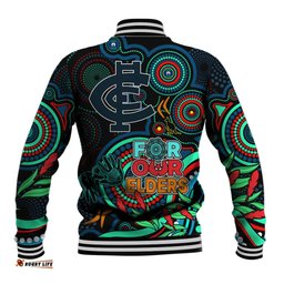 Carlton Blues Football Aboriginal Art Baseball Jacket NAIDOC Indigenous Tribal