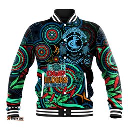 Carlton Blues Football Aboriginal Art Baseball Jacket NAIDOC Indigenous Tribal