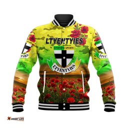 Ltyentye Apurte ANZAC Baseball Jacket Poppy Vibes - Ltyentyies