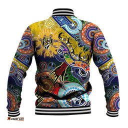 Custom NAIDOC Week 2024 Richmond Tiger Baseball Jacket Australia Aboriginal Dot Painting DT02