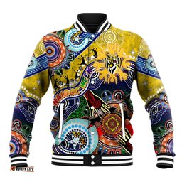 Custom NAIDOC Week 2024 Richmond Tiger Baseball Jacket Australia Aboriginal Dot Painting DT02
