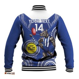 Custom AFL Kangaroos NAIDOC Week Baseball Jacket Keep The Fire Burning Indigenous Art