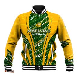 Personalised Australia Matildas Baseball Jacket Abstract Line DT02