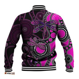 Aboriginal Dragonfly Baseball Jacket Pink Style