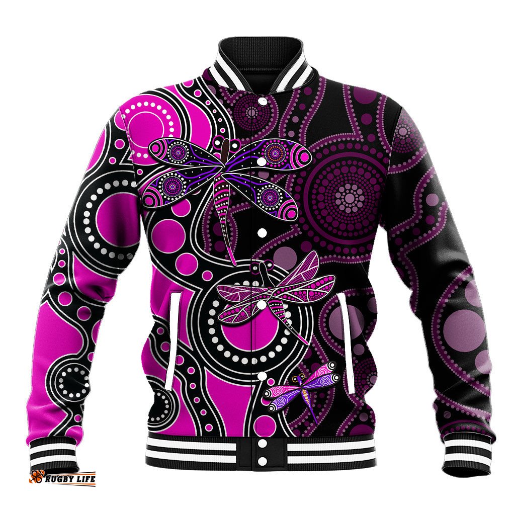 Aboriginal Dragonfly Baseball Jacket Pink Style