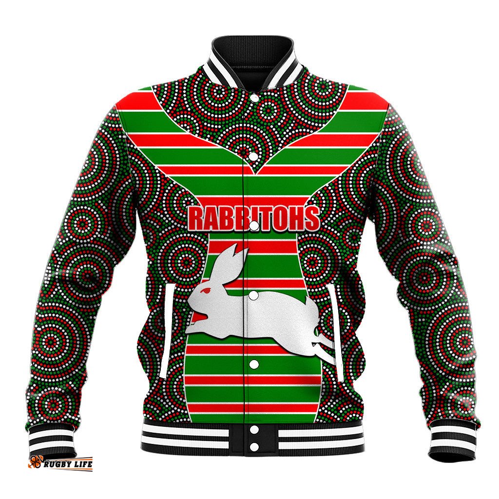 NRL - Rabbitohs Baseball Jacket Mix Dot Aboriginal