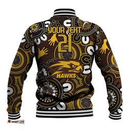 Custom Hawthorn NAIDOC Week 2024 Baseball Jacket Fire Burning Aboriginal Dots Art