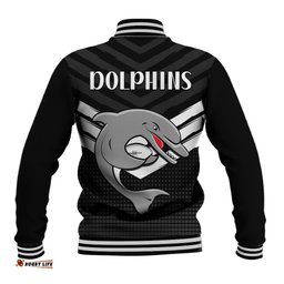 Redcliffe Dolphins Rugby Baseball Jacket Simple Black Style