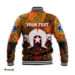 Custom Personalised Eels Torres Strait Islanders Mix Aboriginal Baseball Jacket No.2