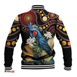 Australia Palm Cockatoo Baseball Jacket Aussie Banksia - Aboriginal Pattern
