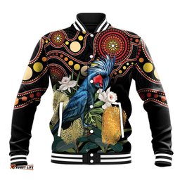 Australia Palm Cockatoo Baseball Jacket Aussie Banksia - Aboriginal Pattern