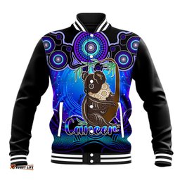 Personalised Australia Cancer Koala Zodiac Baseball Jacket Auz Astrology Aboriginal - Blue