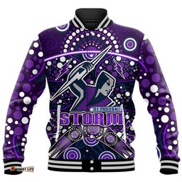 Storm Rugby Baseball Jacket Melbourne Boomerang Indigenous Dots