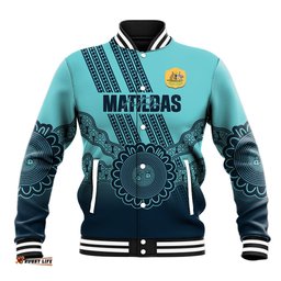 Custom Australia Matildas Baseball Jacket Aussie Aboriginal Turquoise Version