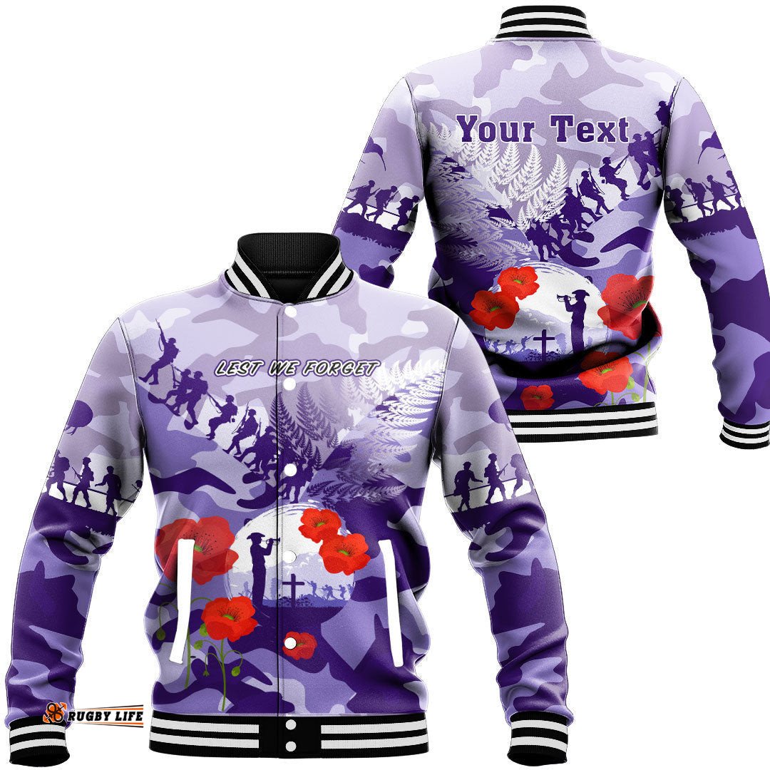 Vibe Hoodie Clothing - Custom New Zealand Anzac Fern And Camouflage Baseball Jacket