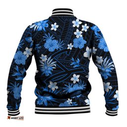 Australian Strikers Cricket Baseball Jacket Baeuty Pacific Hibiscus and Polynesian Pattern