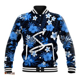 Australian Strikers Cricket Baseball Jacket Baeuty Pacific Hibiscus and Polynesian Pattern