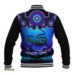 Personalised Australia Capricorn Goanna Zodiac Baseball Jacket Auz Astrology Aboriginal - Blue