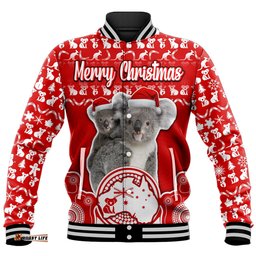 Australian Koala Christmas Vibe With Aboriginal Dot Painting Style No1 Baseball Jacket