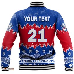Custom Personalised And Number Bulldogs Unique Winter Season Baseball Jacket Dogs Merry Christmas