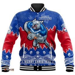Custom Personalised And Number Bulldogs Unique Winter Season Baseball Jacket Dogs Merry Christmas