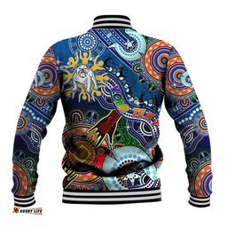 Personalised Bulldogs NAIDOC Week 2024 Baseball Jacket Australia Aboriginal Dot Painting DT02