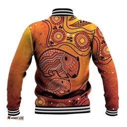 Australia Wombat Baseball Jacket Indigenous Art