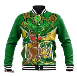 Personalised Australia Boxing Kangaroo Baseball Jacket Aussie Indigenous Art Mix National Color