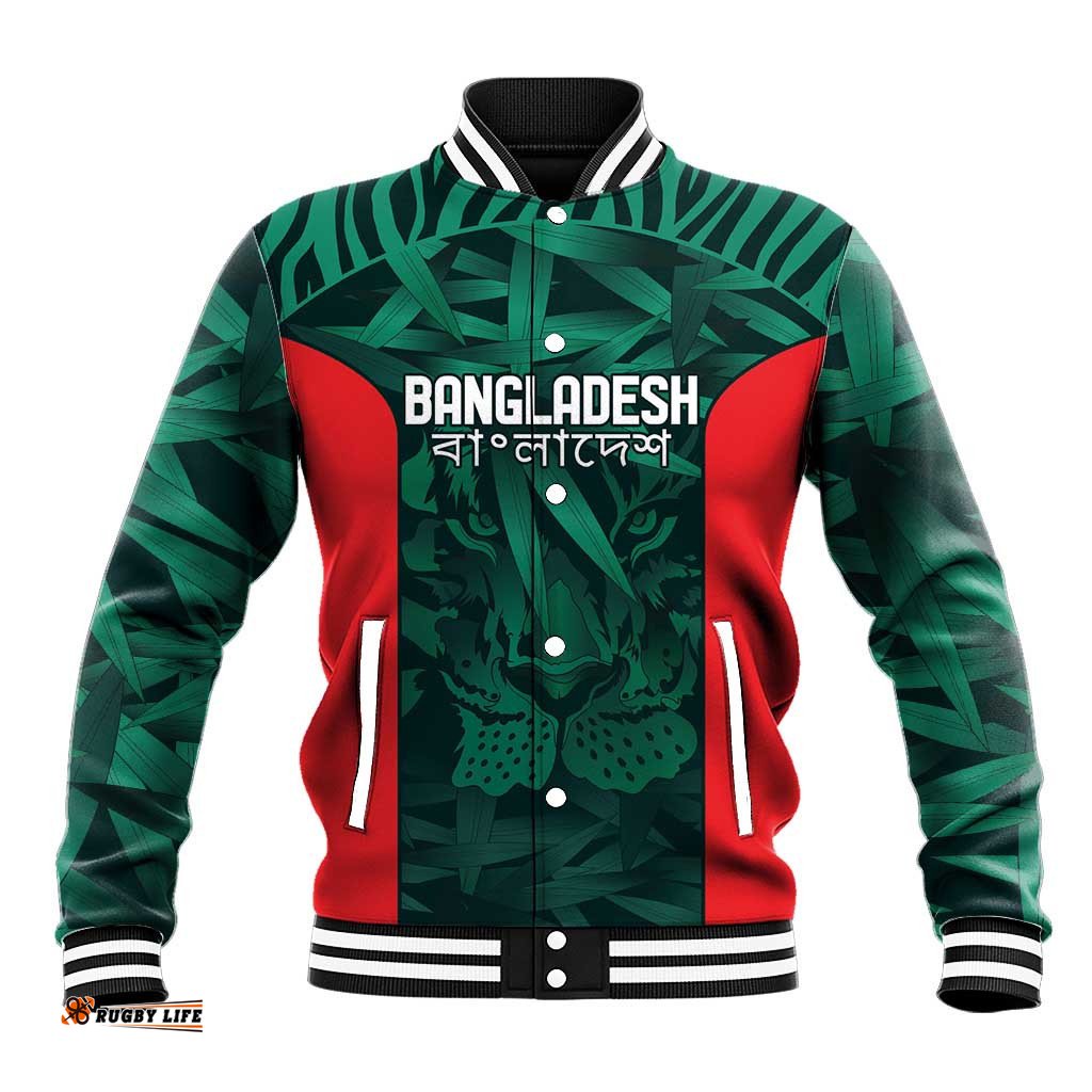 Royal Bengal Tiger Bangladesh Cricket Custom Baseball Jacket The Red and Green Version