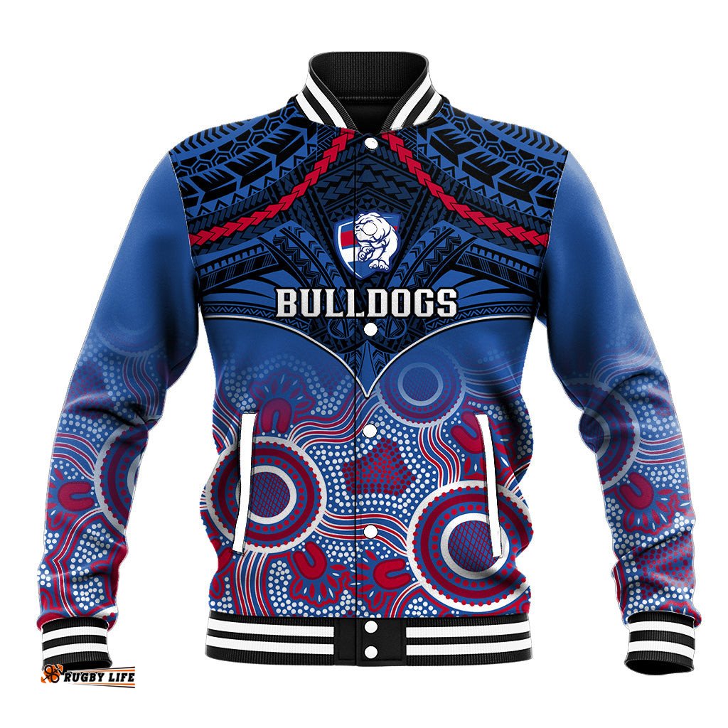 Bulldogs Football Baseball Jacket Doggies Aboriginal Mix Polynesian Pattern