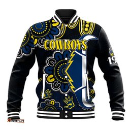 Custom Personalised NRL North Queensland Cowboys Rugby Baseball Jacket Est 1992 Aboriginal