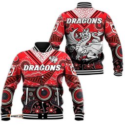 Dragons Rugby Baseball Jacket Indigenous Pattern Artsy Version