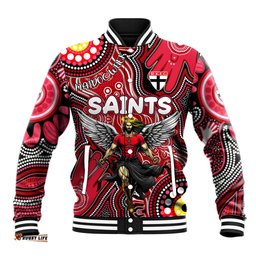 Personalised NAIDOC Week 2024 St Kilda Saints Baseball Jacket Australian Aboriginal Hand Painting DT02