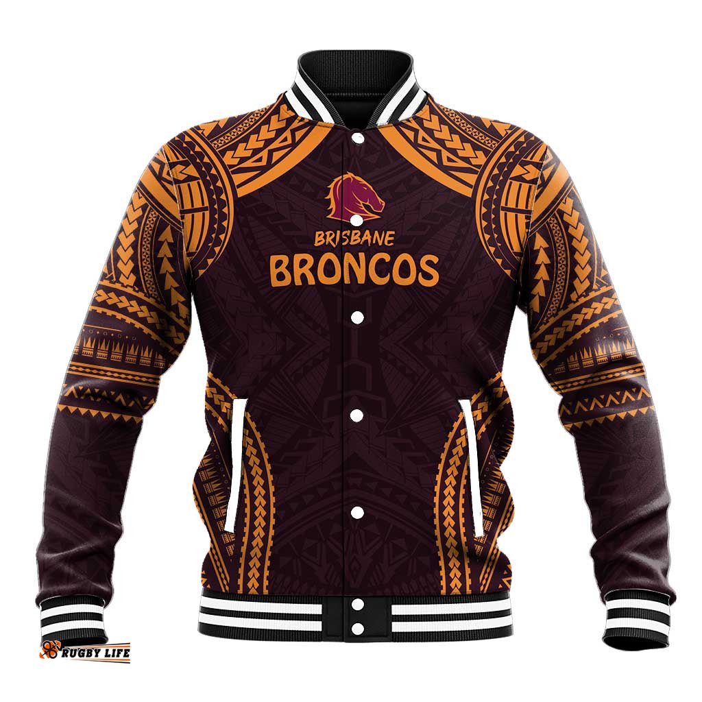 Custom Broncos Rugby Baseball Jacket With Polynesian Style