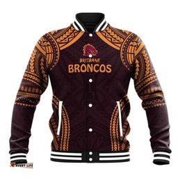 Custom Broncos Rugby Baseball Jacket With Polynesian Style