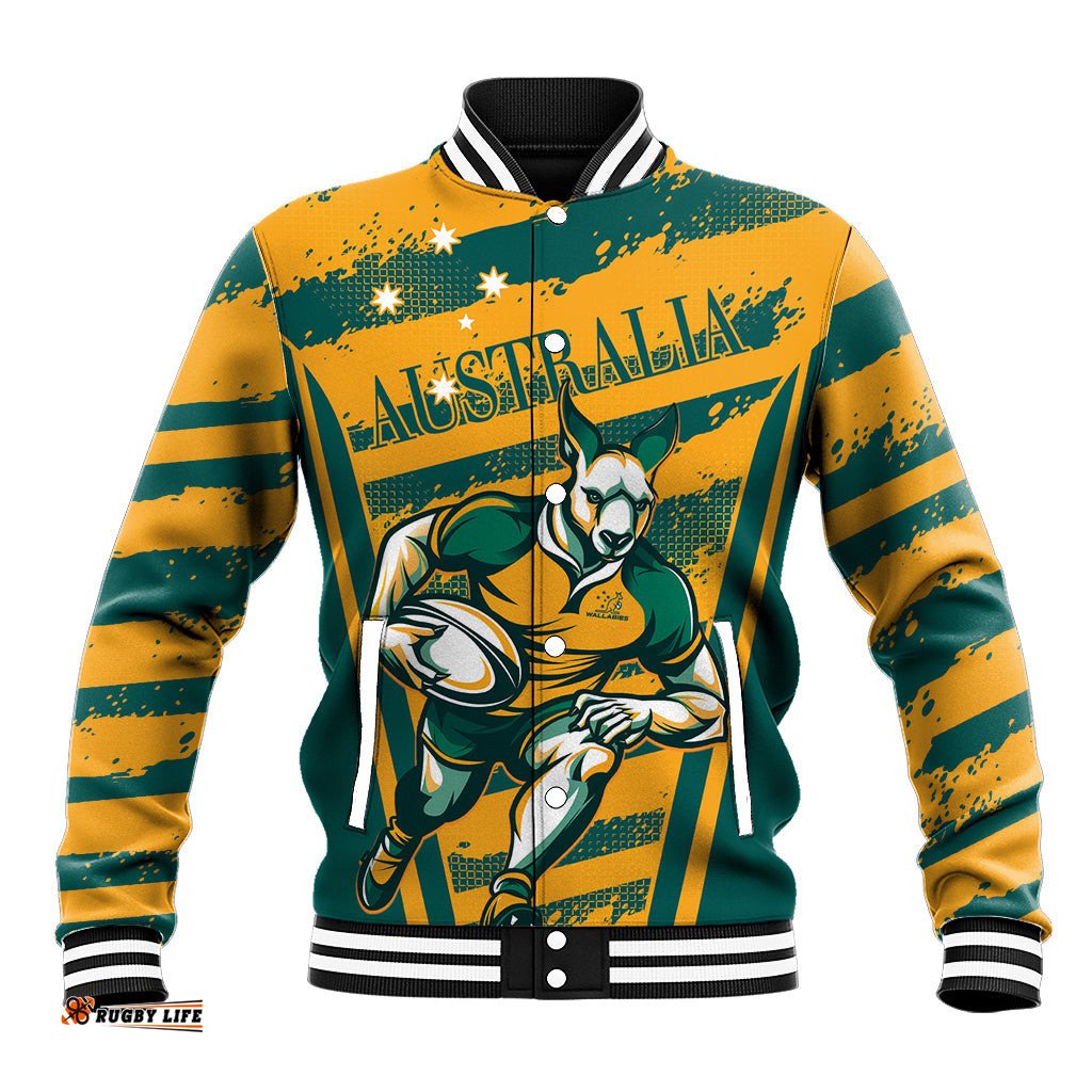 Custom Australia Rugby Baseball Jacket Wallabies Mascots Indigenous Aboriginal Version