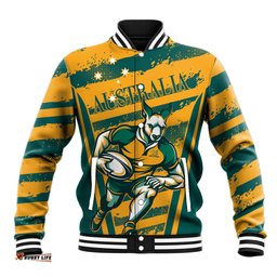 Custom Australia Rugby Baseball Jacket Wallabies Mascots Indigenous Aboriginal Version