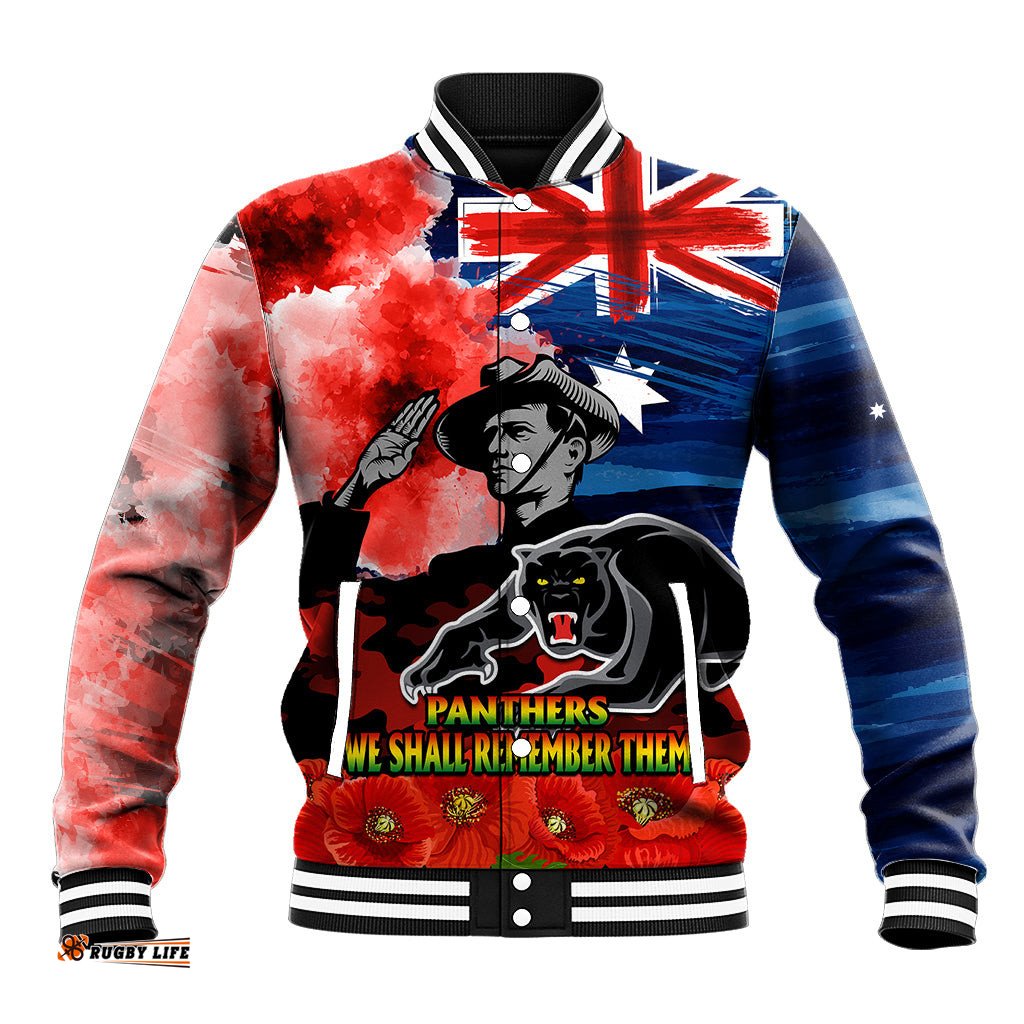 ANZAC Panthers Rugby Baseball Jacket We Shall Remember