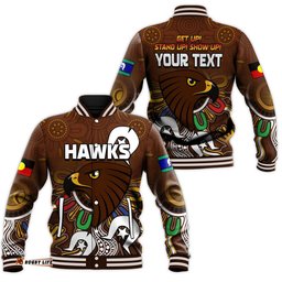 Custom Personalised Hawks NAIDOC Week Baseball Jacket Hawthorn Football Aboriginal