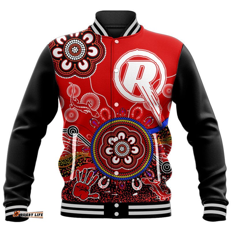 Custom Personalised Melbourne Renegades Baseball Jacket Cricket Indigenous Aboriginal Lizard Version