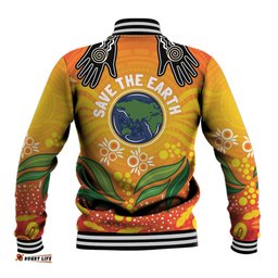 Australia Earth Day Indigenous Baseball Jacket Save The Earth