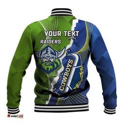 Personalised Cowboys And Raiders Rugby Baseball Jacket Sporty Version