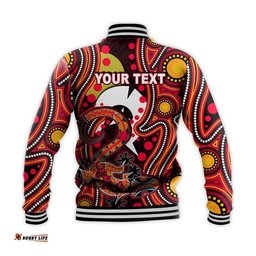 Custom Personalised NAIDOC Aboriginal Lizard Baseball Jacket Red Style